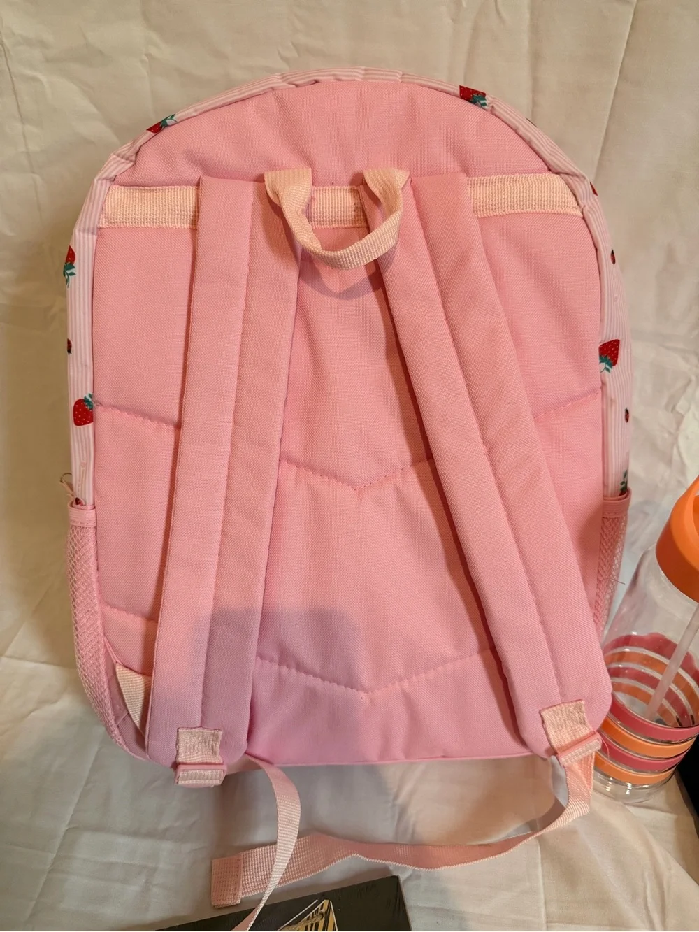 Strawberry Print Kids Backpack with School Supply Set